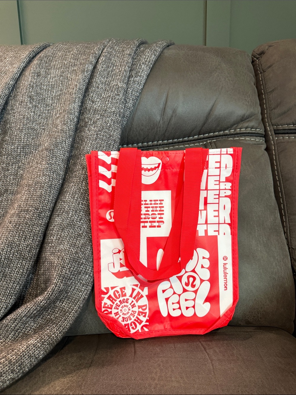 lululemon athletica Red and White Graphic Tote Bag
